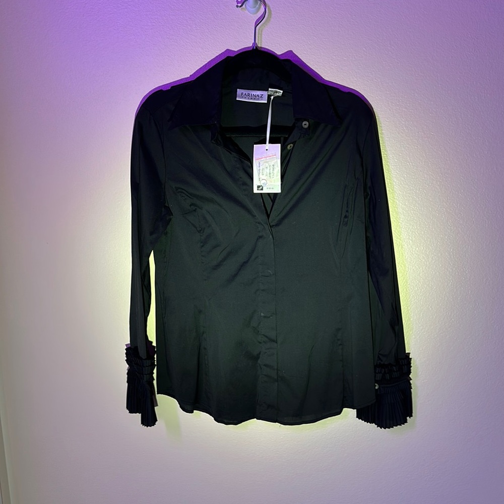 Black Button-Up Women's Top